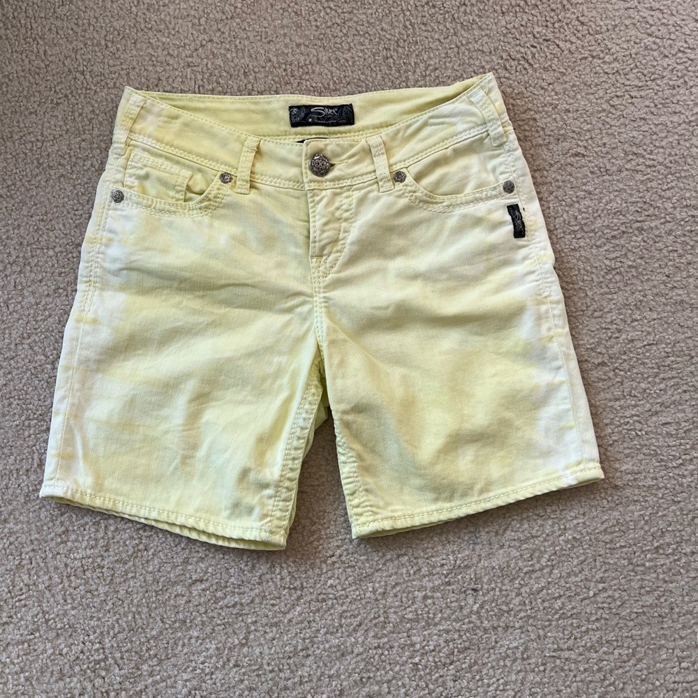 Silver Suki Yellow Jean Shorts Size 26